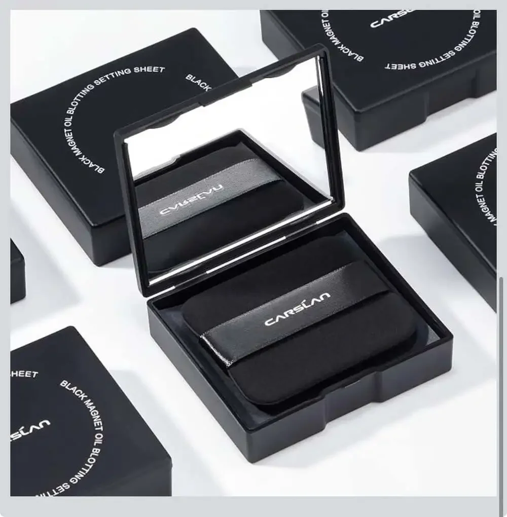 Carslan Black Magnet Oil Blotting Setting Sheets with Case and Refills